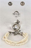 Pearl Bracelet with Sterling Clasp & Caps and