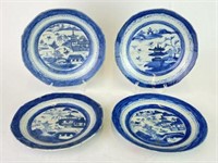 Hand Painted Blue & White Pagoda Plates