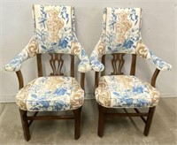 Unique Ornate Armchairs with Carved Backs