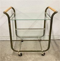 Metal Bar Cart with Glass Shelves