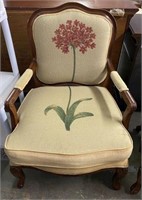 Bergère Style Chair with Upholstered Seat & Back