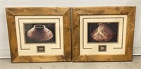 Framed Ancient Fragments of Pottery with Print of