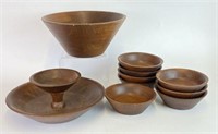 Wooden Bowls Including Burl Walnut & Pine