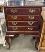 Mahogany Finish Flatware Cabinet with 4 Drawers &