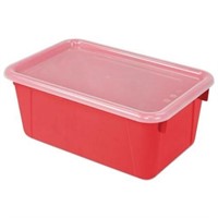 Small cubby bin with cover, red, case of 6
