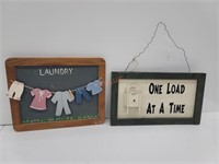 Pair of Wood Laundry Signs