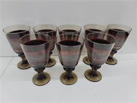 (8) Vintage Colored Wine Glasses
