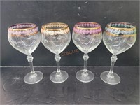 4 Cristalleria Fratelli Fumo Crystal Wine Glasses