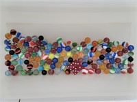 Lot of Assorted Vintage Marbles & 4 dice