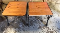 2 wood and metal side tables