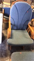 Blue glider chair with footstool