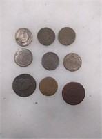 9 Large cent 
2 cent coins