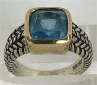 Lorenzo 18K Gold & Sterling Ring with Blue Topaz
