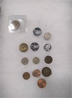 Assorted coins and tokens