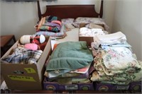 Lot of Yarn, towels, quilts & sheets & bedding