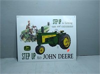 Metal step up to farm John deere sign