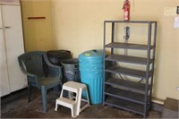 Garbage Cans & Shelving Unit