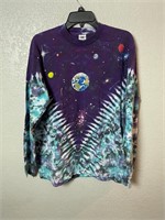 Vintage Liquid Blue Tie Dye Solar System Shirt