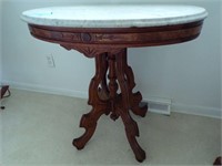 Antique Marble Top Oval Table
