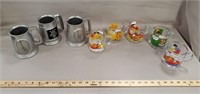 Assortment of Glass Garfield Mugs, Metal Beer