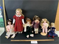 Lot of 6 PORCELAIN dolls-see description