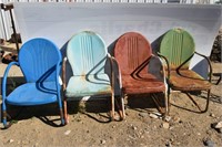 4- Vintage Metal Patio Chairs