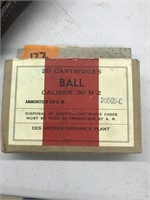 Wwii US GI 30-06 20 rounds Original Box "Ball"