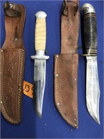 2 vintage knives with sheaths