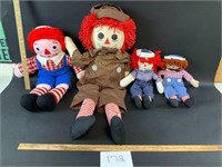 Lot of 4 Raggedy Andy Dolls