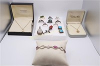 Sterling Silver Jewelry: Ring Assortment, Bracelet