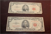 SELECTION OF RED SEAL $5 BILLS