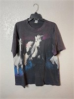 Vintage All Over Print Running Horses Shirt