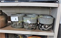 CRACKLE GLAZE ART POTTERY CUPS