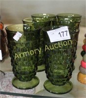 CUBE PATTERN GREEN GLASS GOBLETS