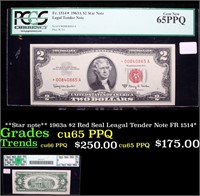 PCGS **Star note** 1963a $2 Red Seal Leagal Tender