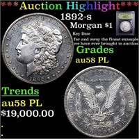 *Highlight* 1892-s Morgan $1 Graded Choice AU/BU S