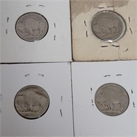(4) Carded Buffalo Nickels