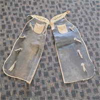 Vtg Leather Cowboy Chaps With Pockets