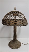Antique Woven Wicker Table Lamp *