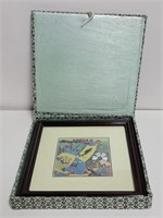 Vintage Japanese Silk Embroidery Farming Framed