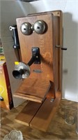Antique oak wall phone