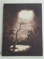 Tree in Swamp Reflection Signed Painting
