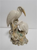 Vtg MAJOLICA Art Pottery Vase GLAZED Egret