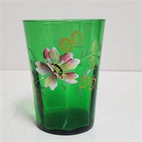 Handpainted Green Glass Possibly Moser
