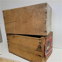 (2) Vtg Sturdy Wooden Crates
