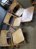 (3) Vintage Fold Up Wood Chairs & TV Tray