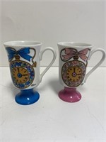 2 Arnart COFFEE TIME Porcelain Footed Coffee M