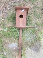 Birdhouse on a stake 12 inches tall