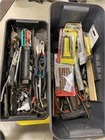 Toolbox with assorted tools and tire repair items