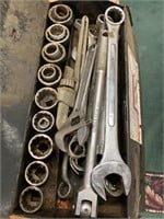 3/4 drive set and some big  wrenches, a crescent